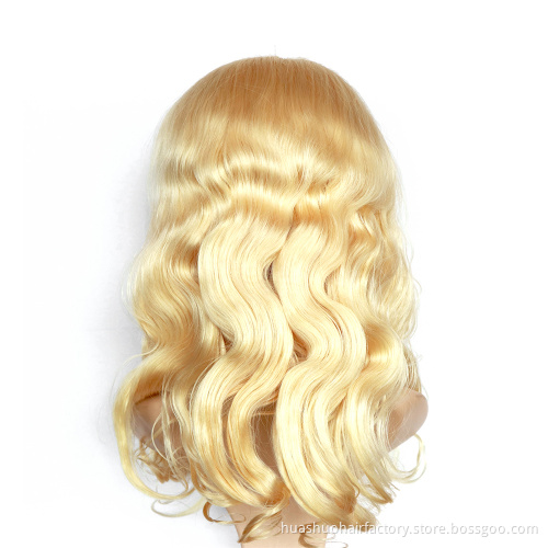 High Density Real Human Hair Raw Pre Plucked Long Natural 613 Blonde Ombre Body Wave Lace Closure Wig
